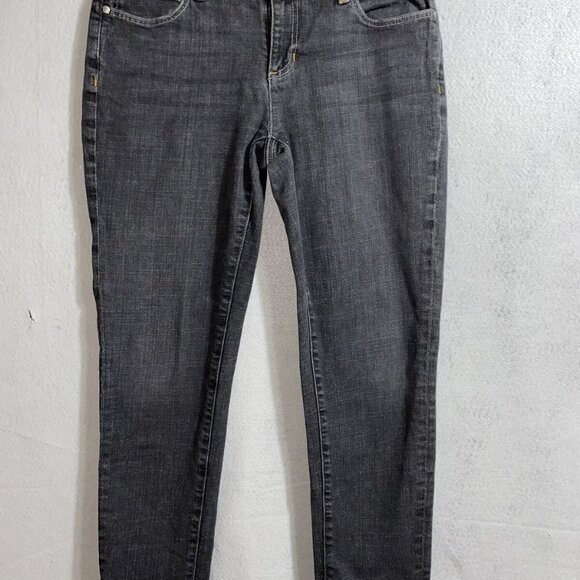Eileen Fisher Dark Blue Mid Rise Cotton/Span Women's Stretch Tapered Jean's Sz 6 - Picture 1 of 9